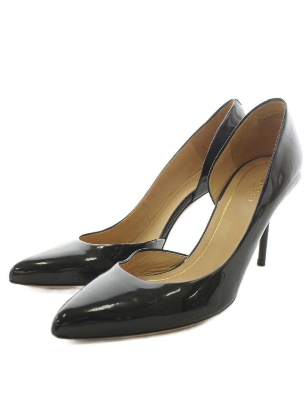Gucci Pumps Pointed Toe High Heels Patent Black